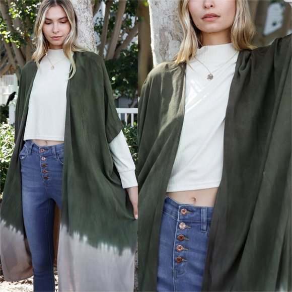 Tie-Dye Open Front Oversized Midi Kimono/Cover Up - Picture 1 of 4